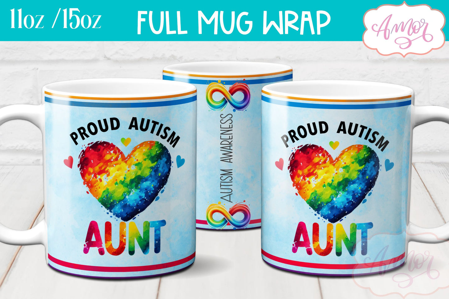 Autism family support mug wrap for Sublimation PNG BUNDLE