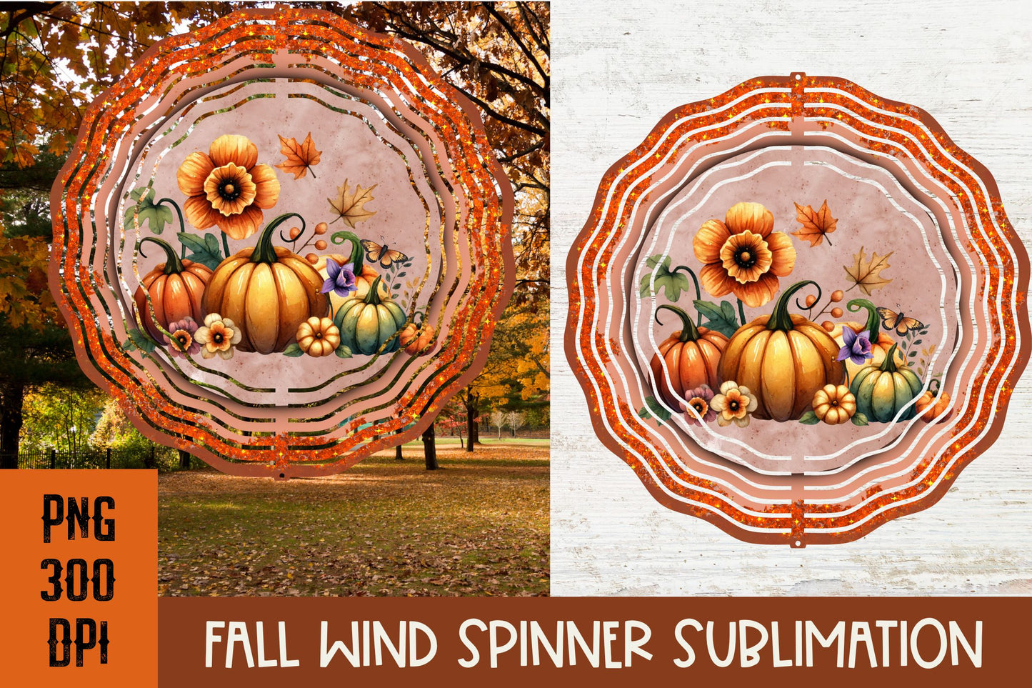 Fall Pumpkin Wind Spinner PNG for sublimation bundle