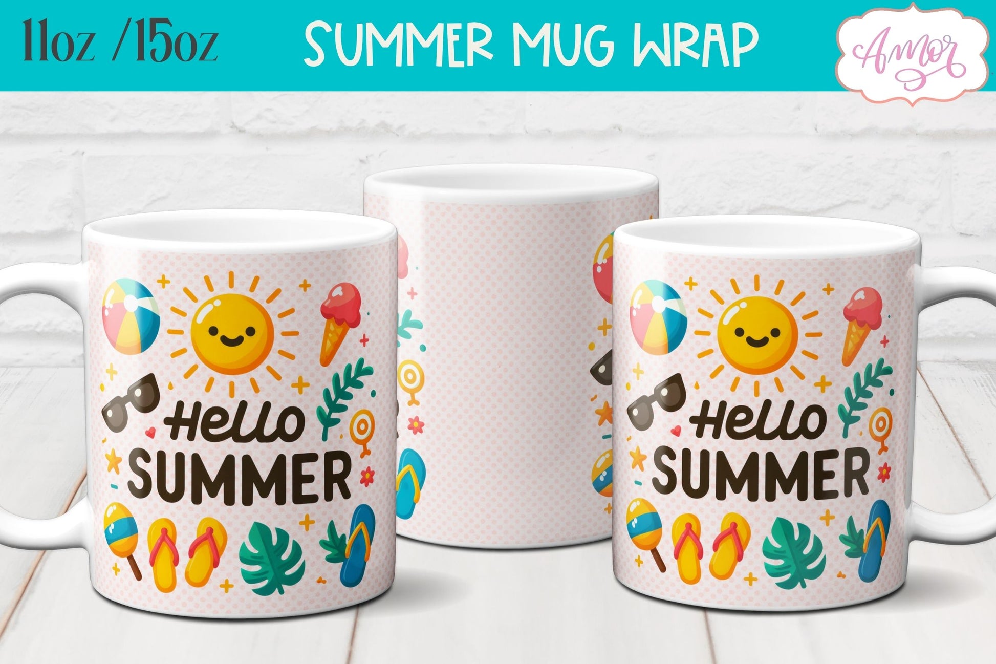 Summer Mug Wraps for Sublimation BUNDLE | Cute Holidays mug