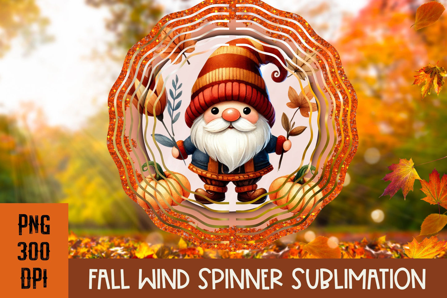 Fall Pumpkin Wind Spinner PNG for sublimation bundle