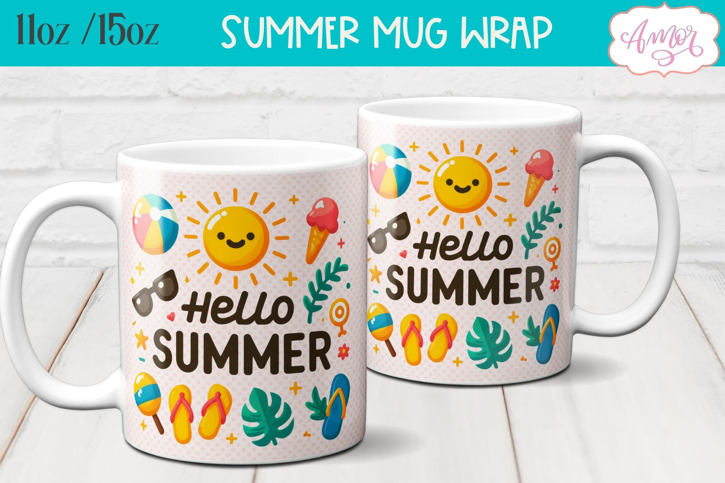 Summer Mug Wraps for Sublimation BUNDLE | Cute Holidays mug