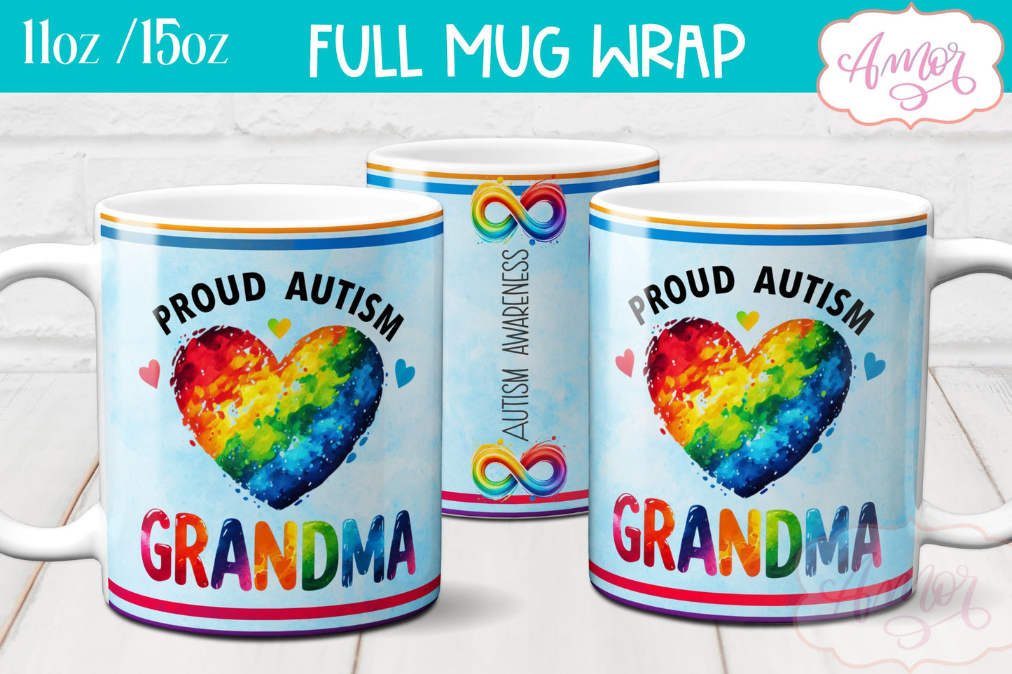 Autism family support mug wrap for Sublimation PNG BUNDLE