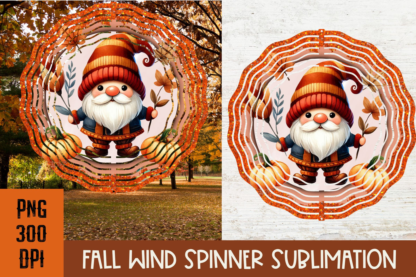 Fall Pumpkin Wind Spinner PNG for sublimation bundle