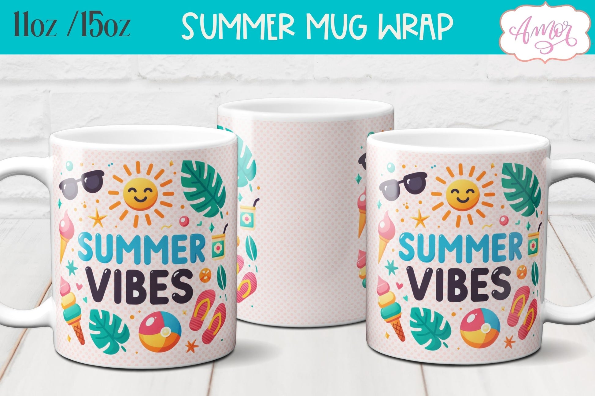 Summer Mug Wraps for Sublimation BUNDLE | Cute Holidays mug