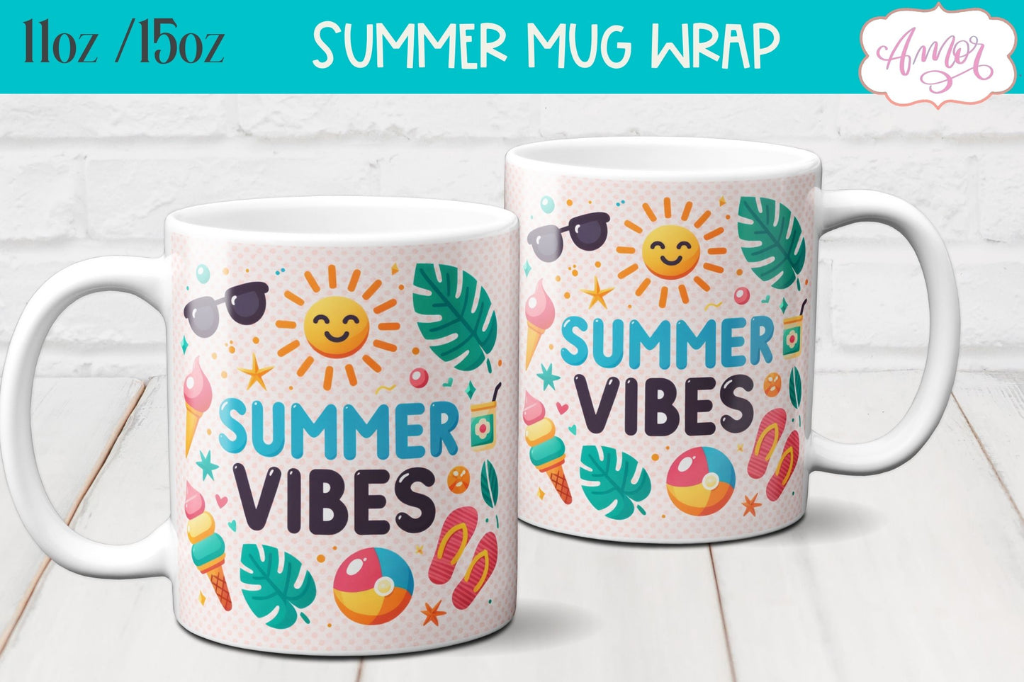 Summer Mug Wraps for Sublimation BUNDLE | Cute Holidays mug