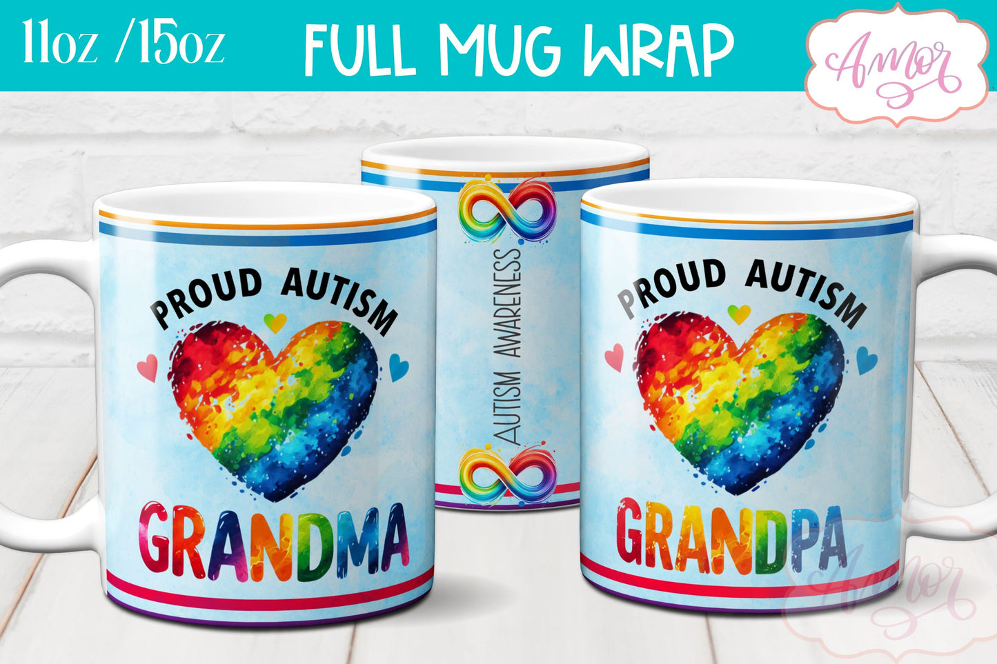 Autism family support mug wrap for Sublimation PNG BUNDLE