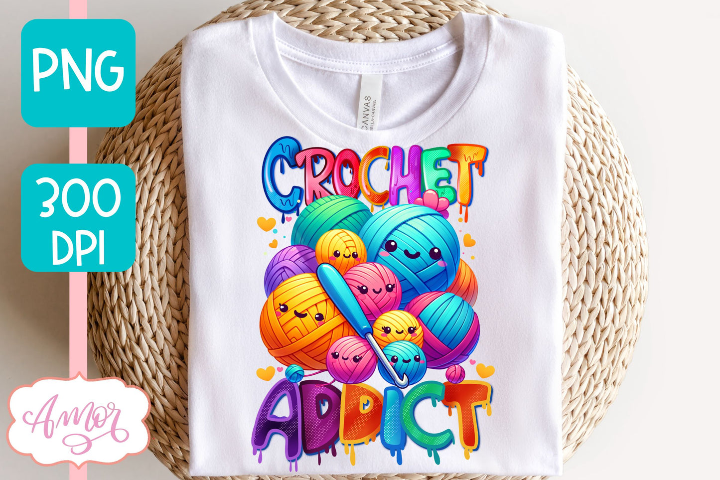 Crochet addict sublimation PNG | Yarn lover PNG design