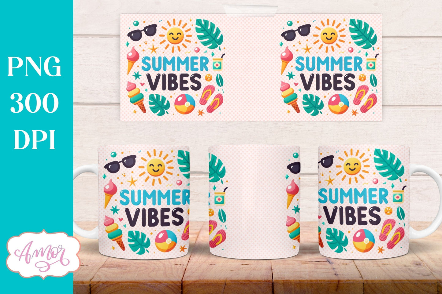 Summer Mug Wraps for Sublimation BUNDLE | Cute Holidays mug