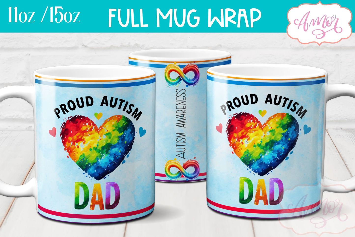 Autism family support mug wrap for Sublimation PNG BUNDLE