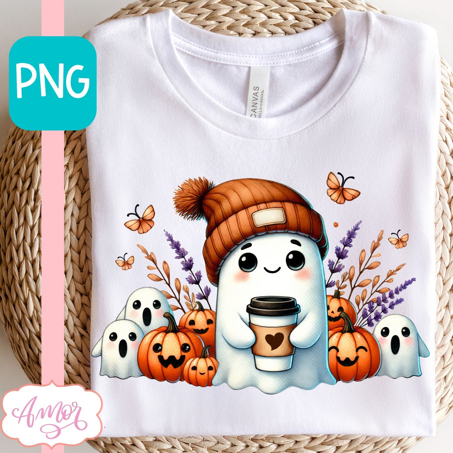 Cute ghost with beanie PNG for Sublimation | Halloween shirt