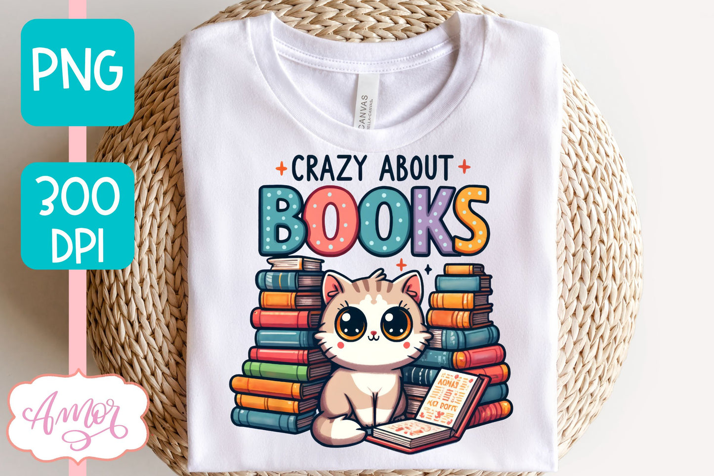 Crazy about books PNG for sublimation | Book lover PNG