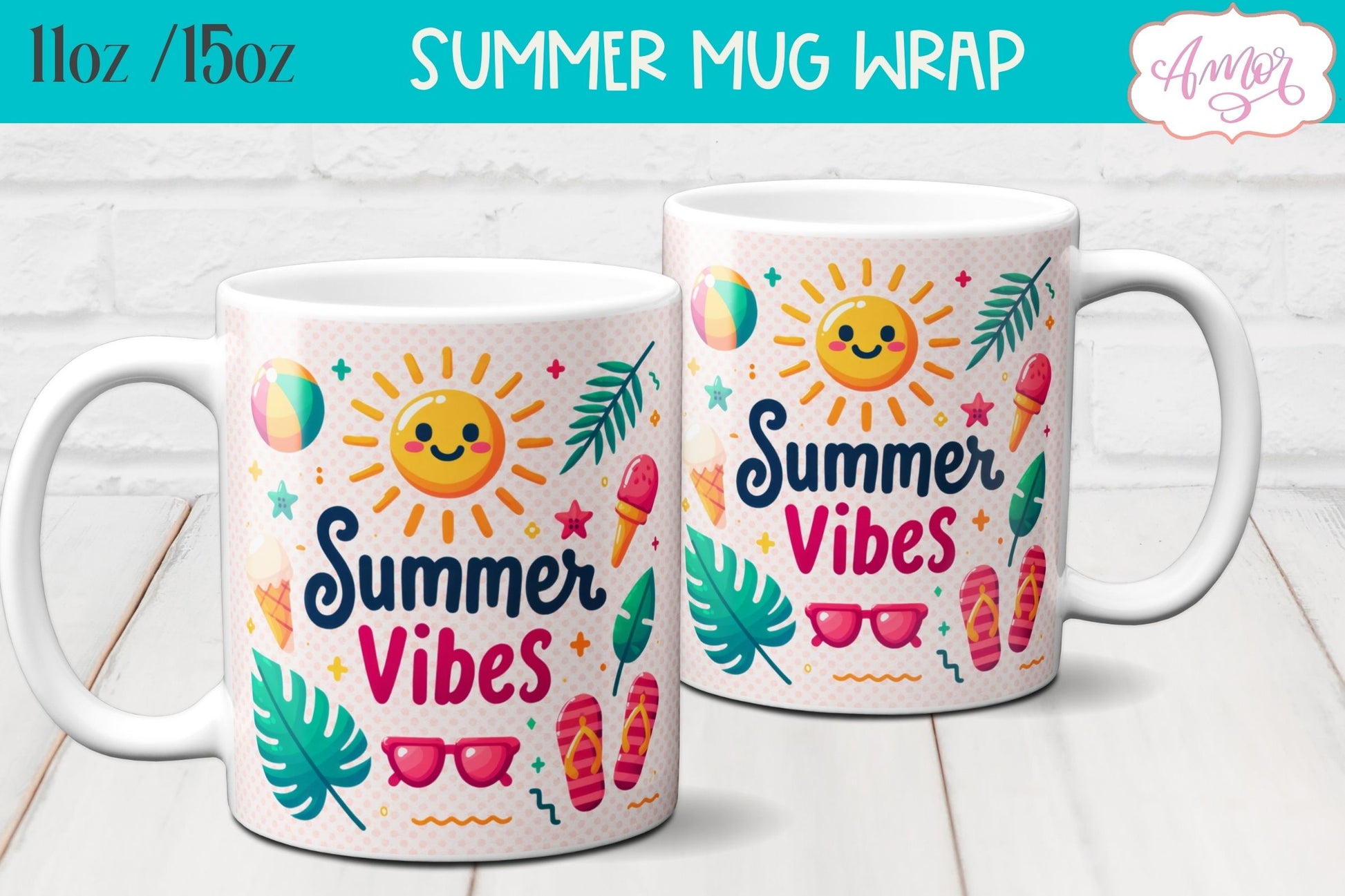 Summer Mug Wraps for Sublimation BUNDLE | Cute Holidays mug