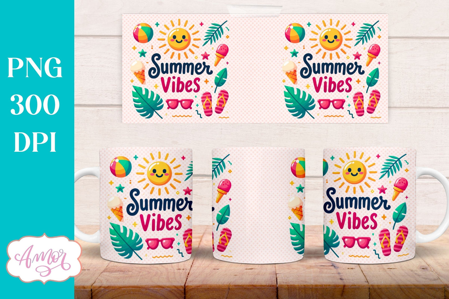 Summer Mug Wraps for Sublimation BUNDLE | Cute Holidays mug