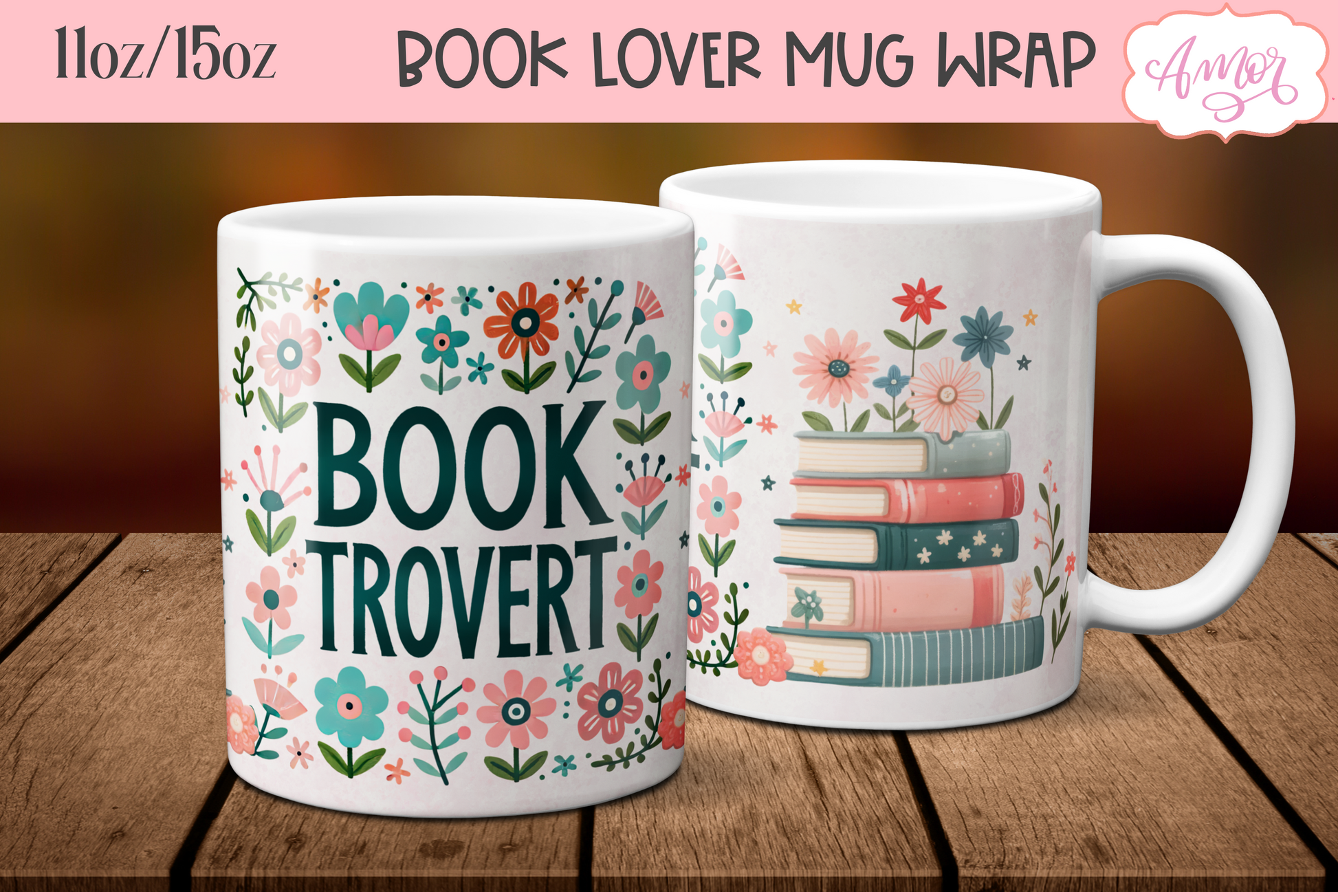 Booktrovert mug wrap sublimation PNG | Book lover mug 11oz