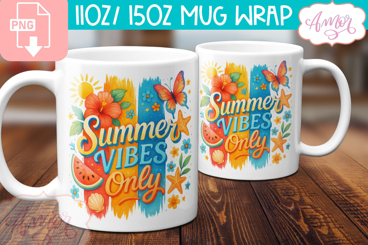 Summer wrap PNG sublimation BUNDLE, Beach mugs bundle PNG