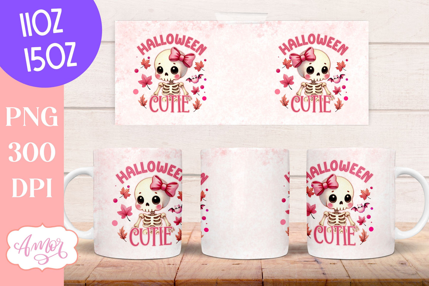 Halloween cutie mug wrap sublimation PNG | Pink Halloween mug