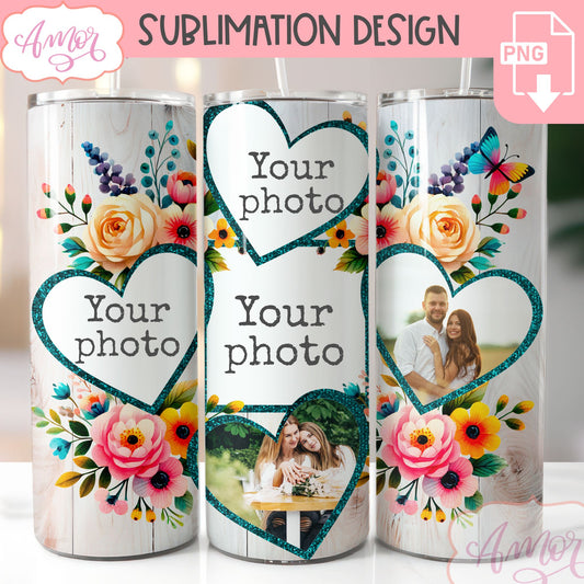 Floral photo tumbler wrap, Spring picture tumbler template