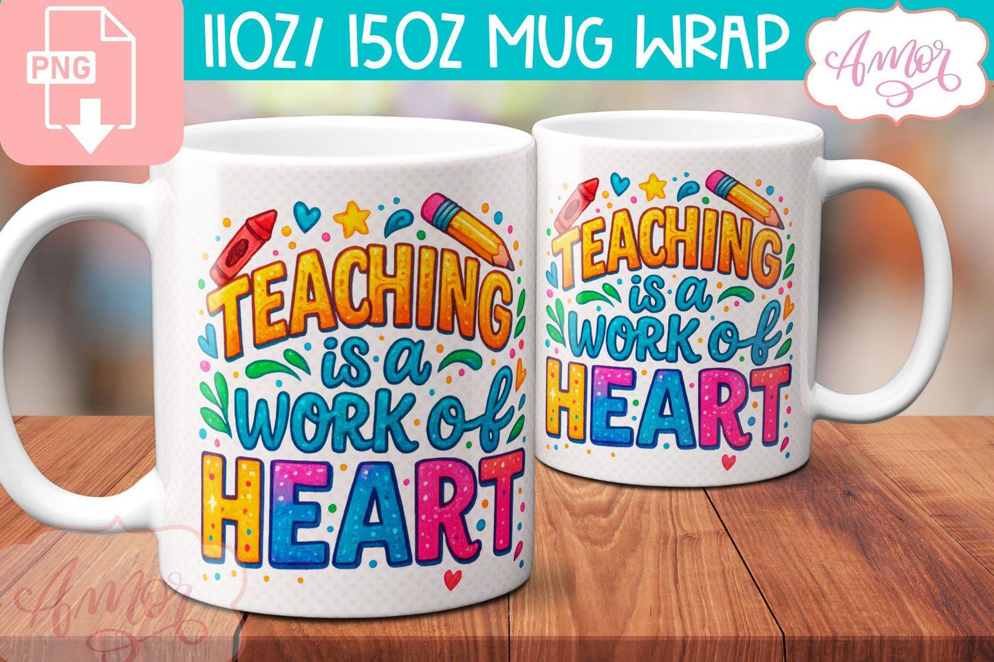 BUNDLE Cute Teacher mug Wraps PNG, cute school mugs template