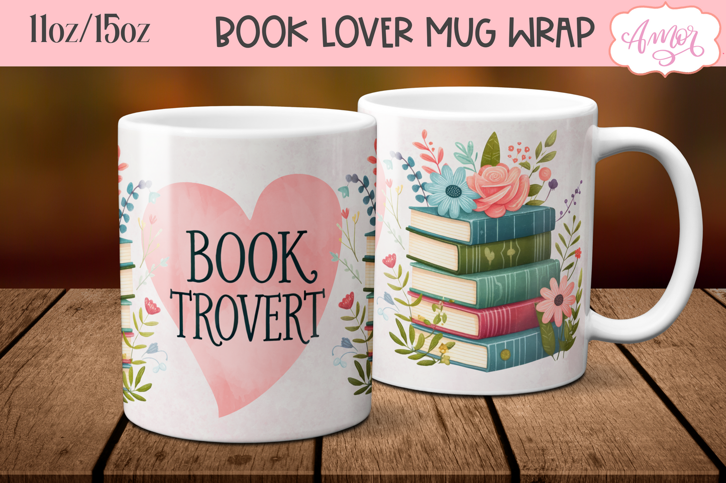 Booktrovert mug wrap sublimation PNG | Book lover mug 11oz