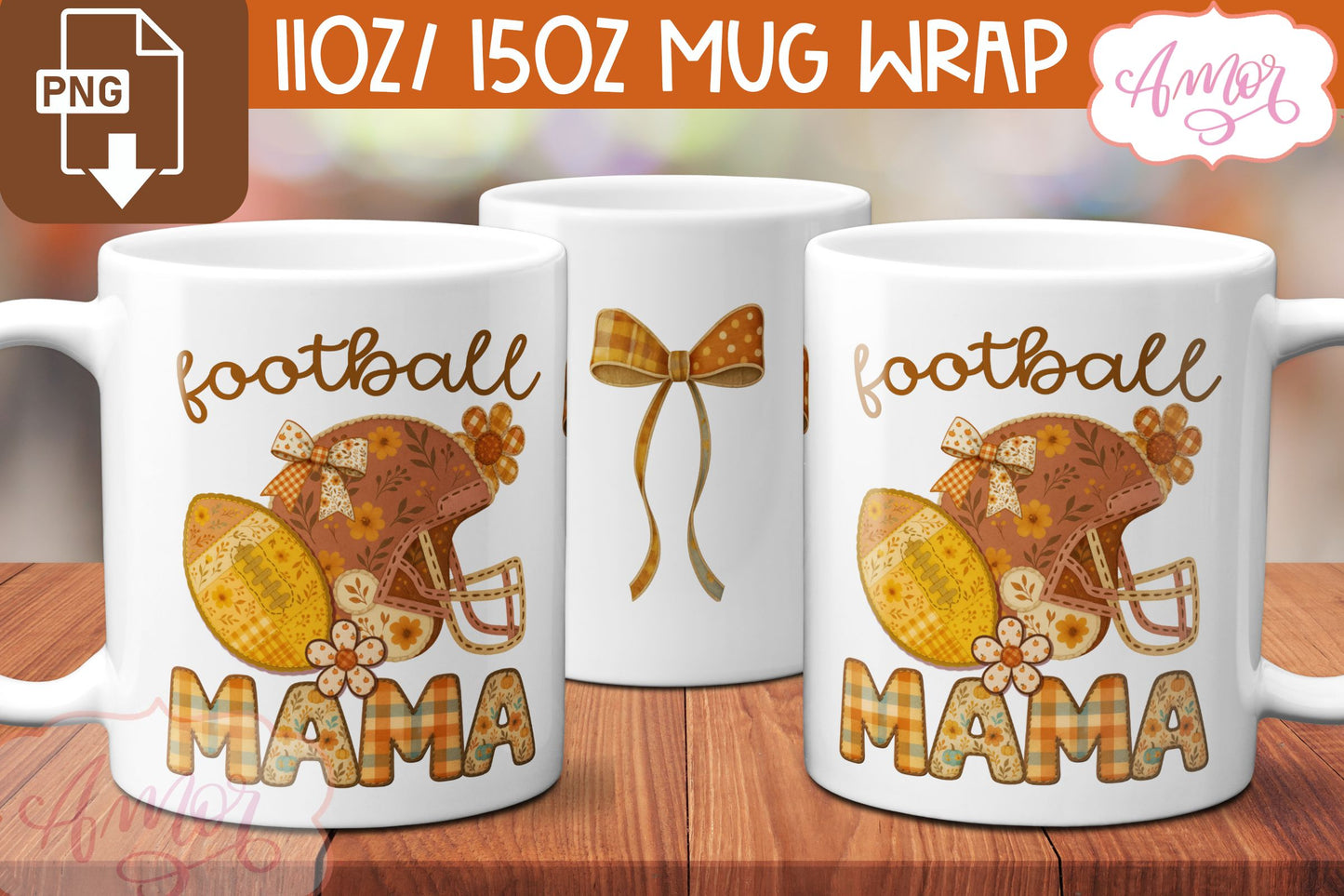 DIGITAL DOWNLOAD BUNDLE American Football coffee mug wrap