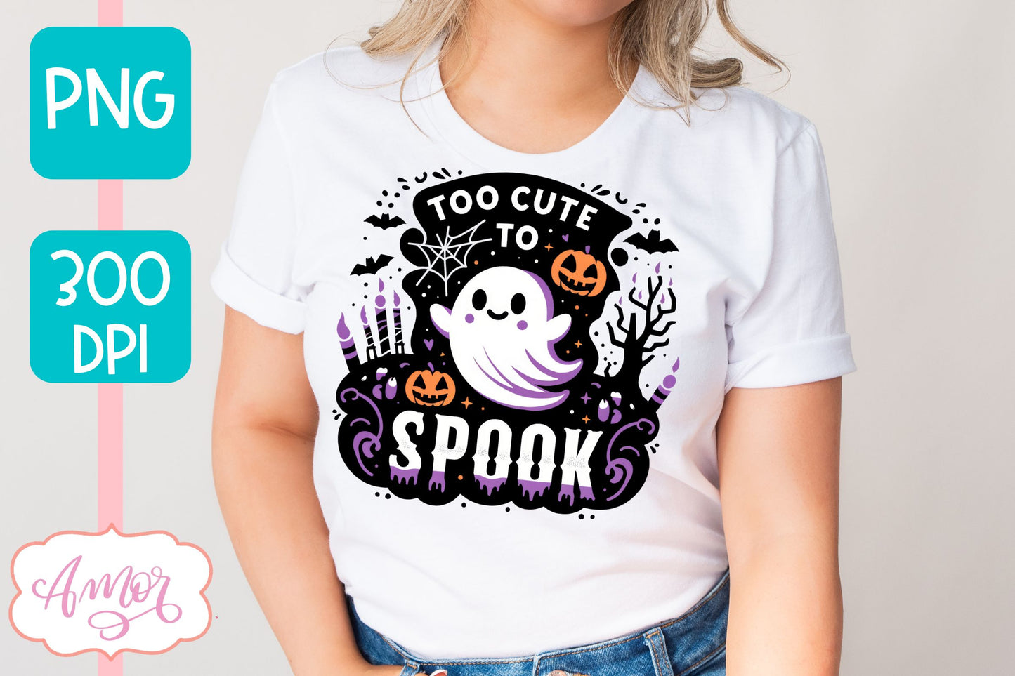 Too cute to spook PNG for sublimation | Halloween PNG design