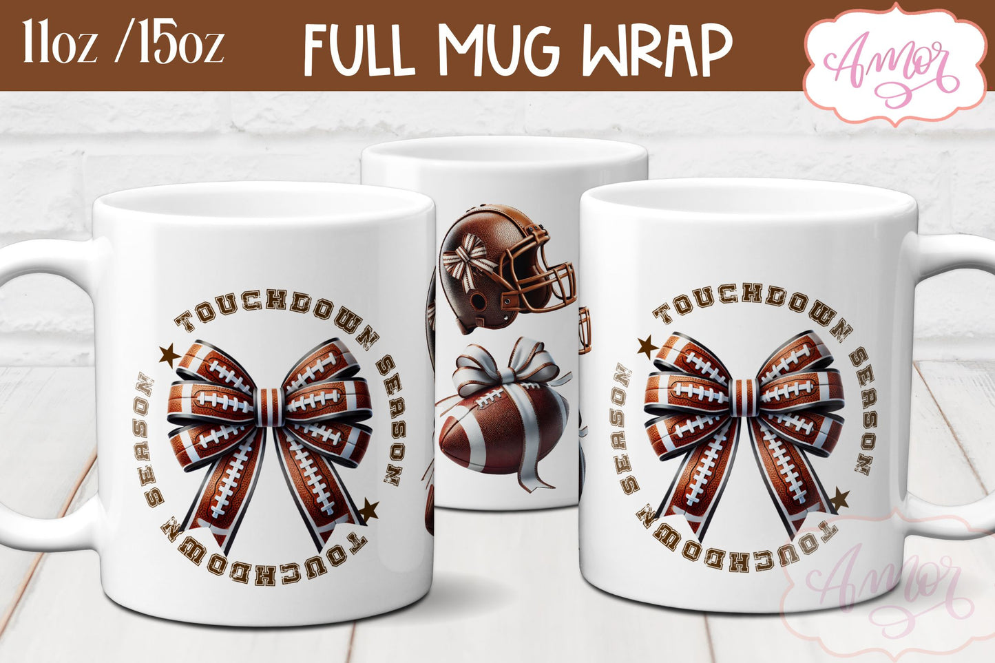 Touchdown season mug wrap sublimation | American Football mug