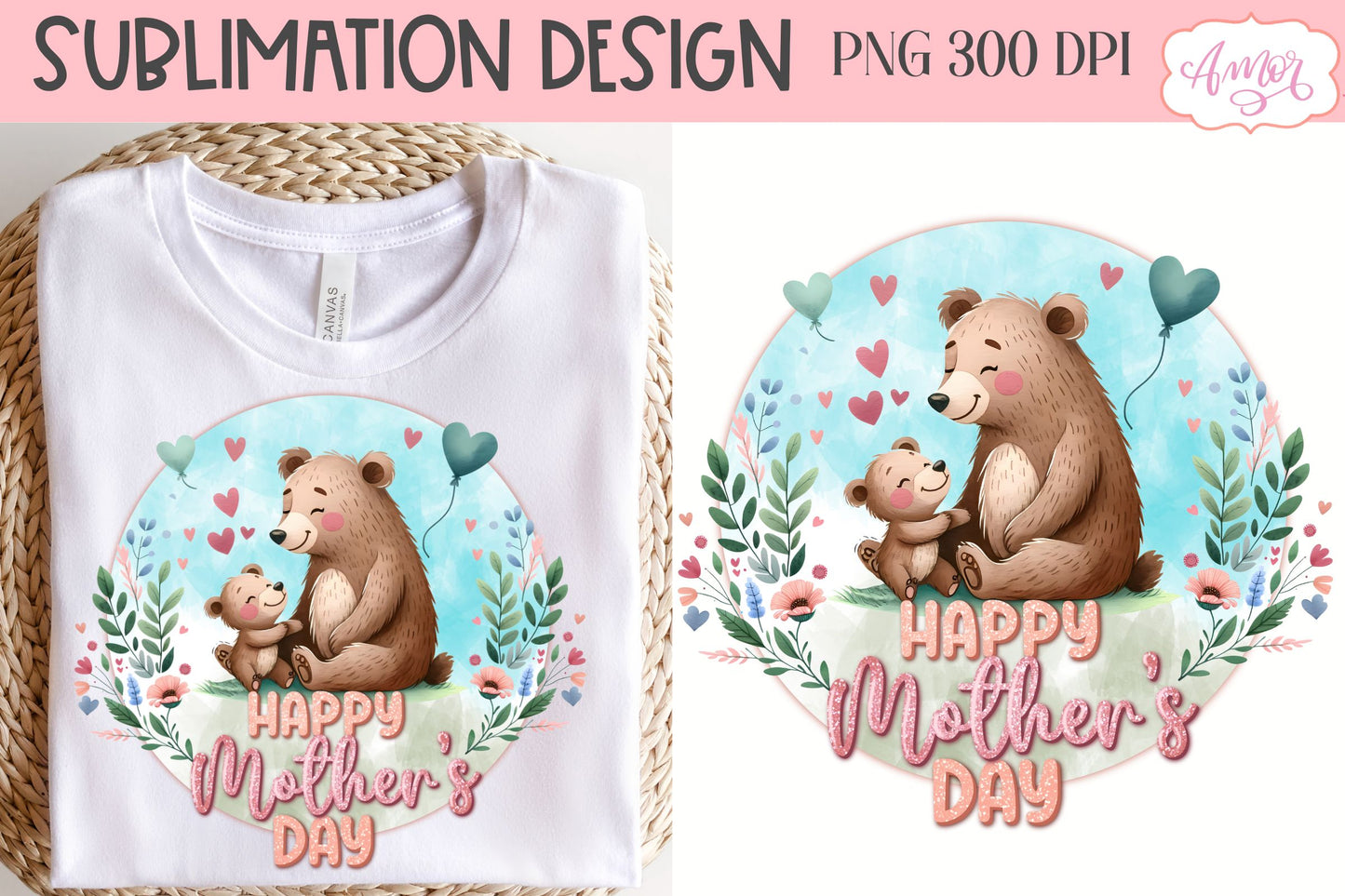 Cute Bear mama sublimation BUNDLE | Happy Mother's Day PNG