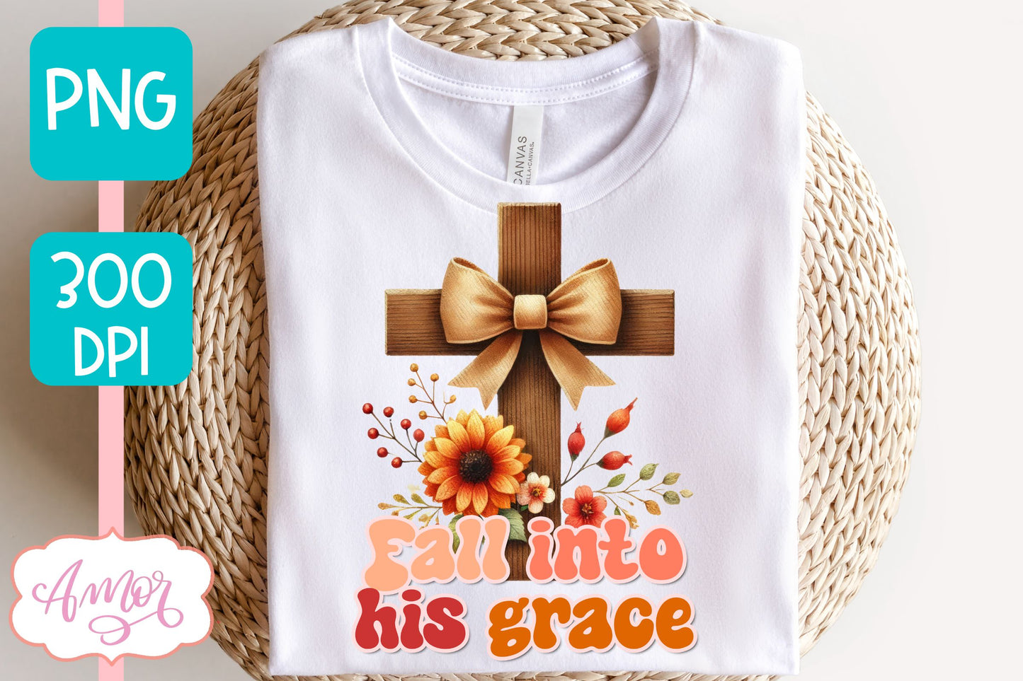 Christian fall shirt sublimation PNG | Fall into his grace