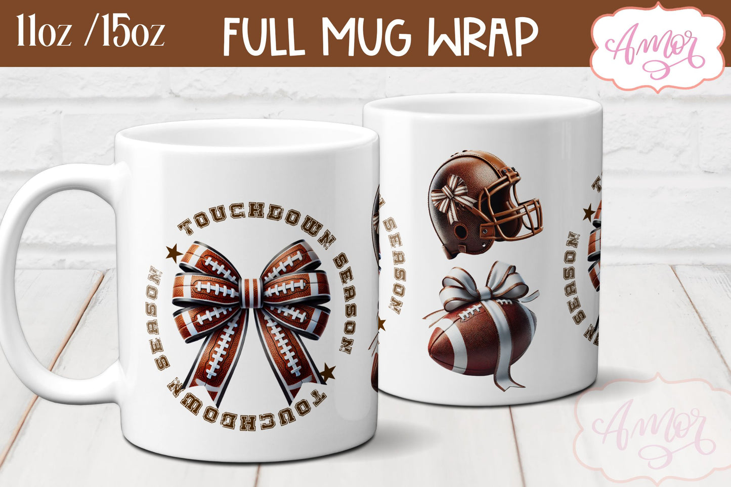 Touchdown season mug wrap sublimation | American Football mug