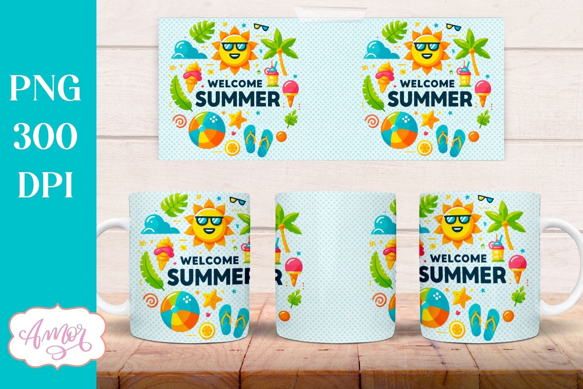 Summer Mug Wraps for Sublimation BUNDLE | Cute Holidays mug