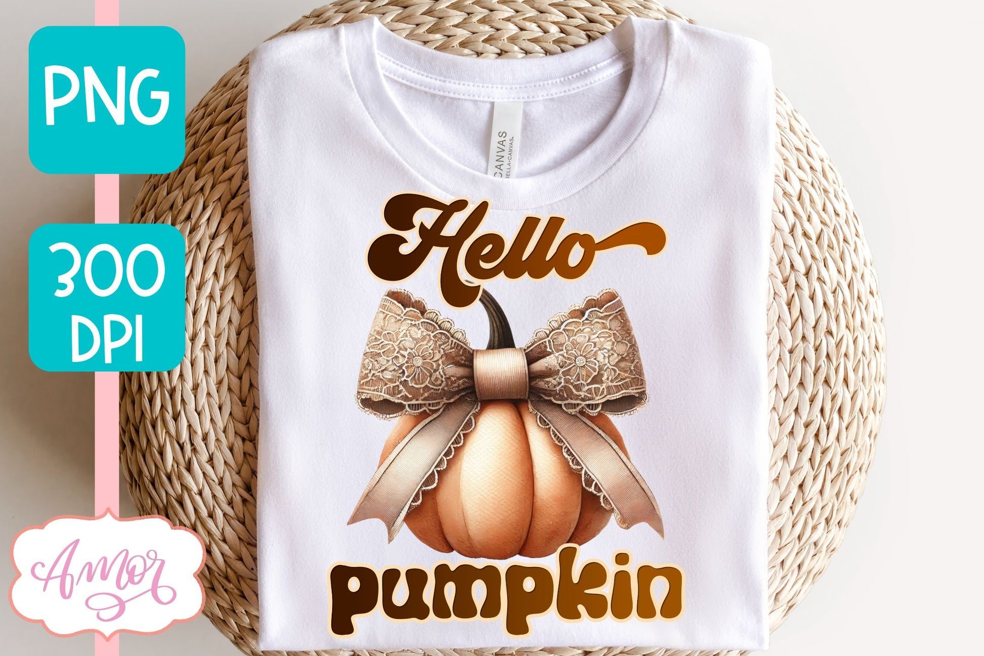 Hello Pumpkin sublimation PNG | Coquette bow PNG design