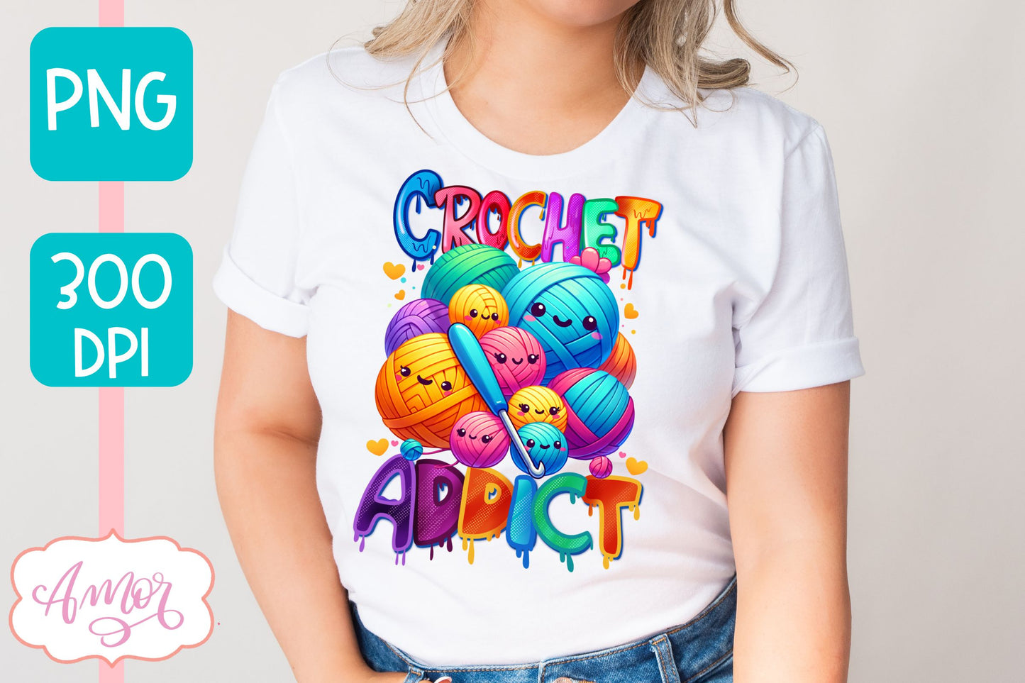 Crochet addict sublimation PNG | Yarn lover PNG design