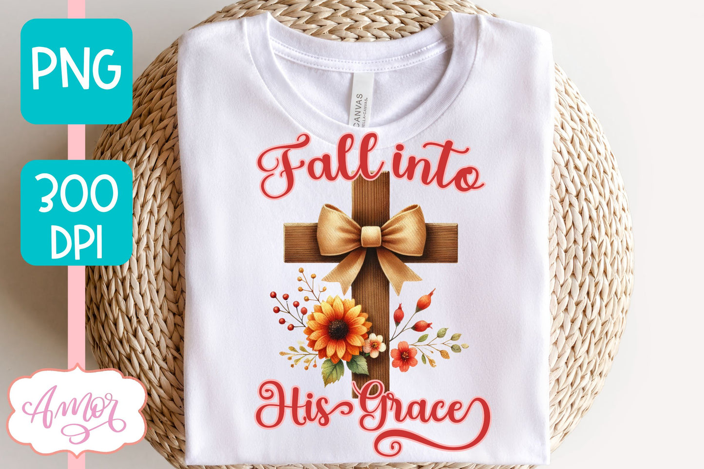 Christian fall shirt sublimation PNG | Fall into his grace