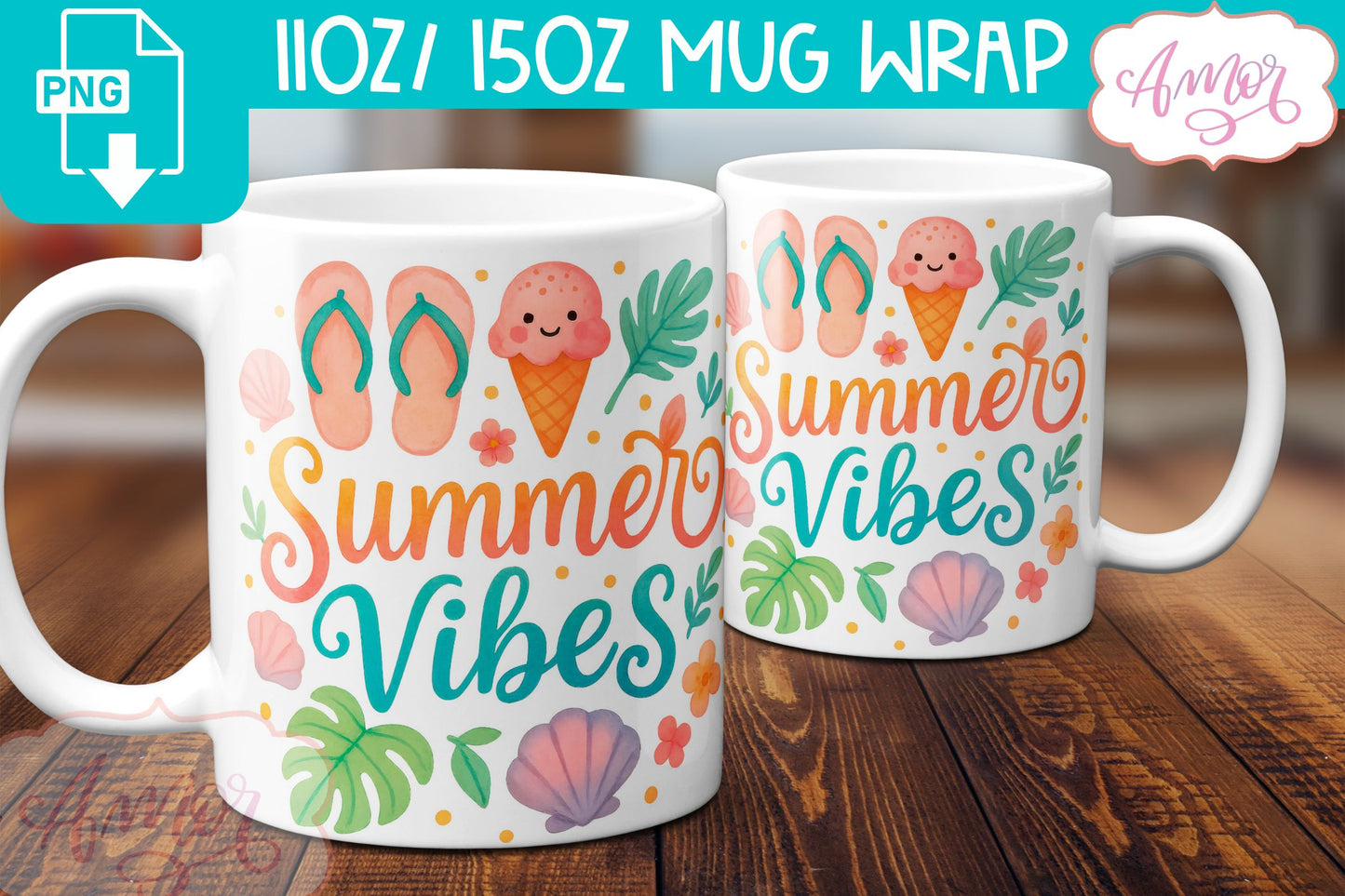 Summer wrap PNG sublimation BUNDLE, Beach mugs bundle PNG