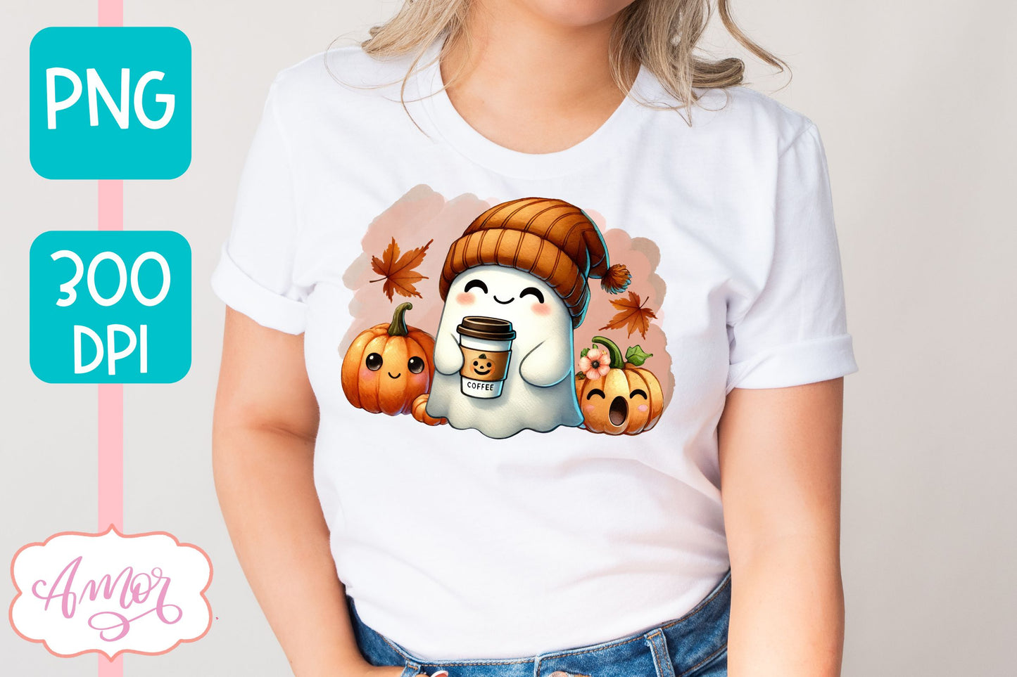 Cute ghost with beanie sublimation PNG | Halloween PNG