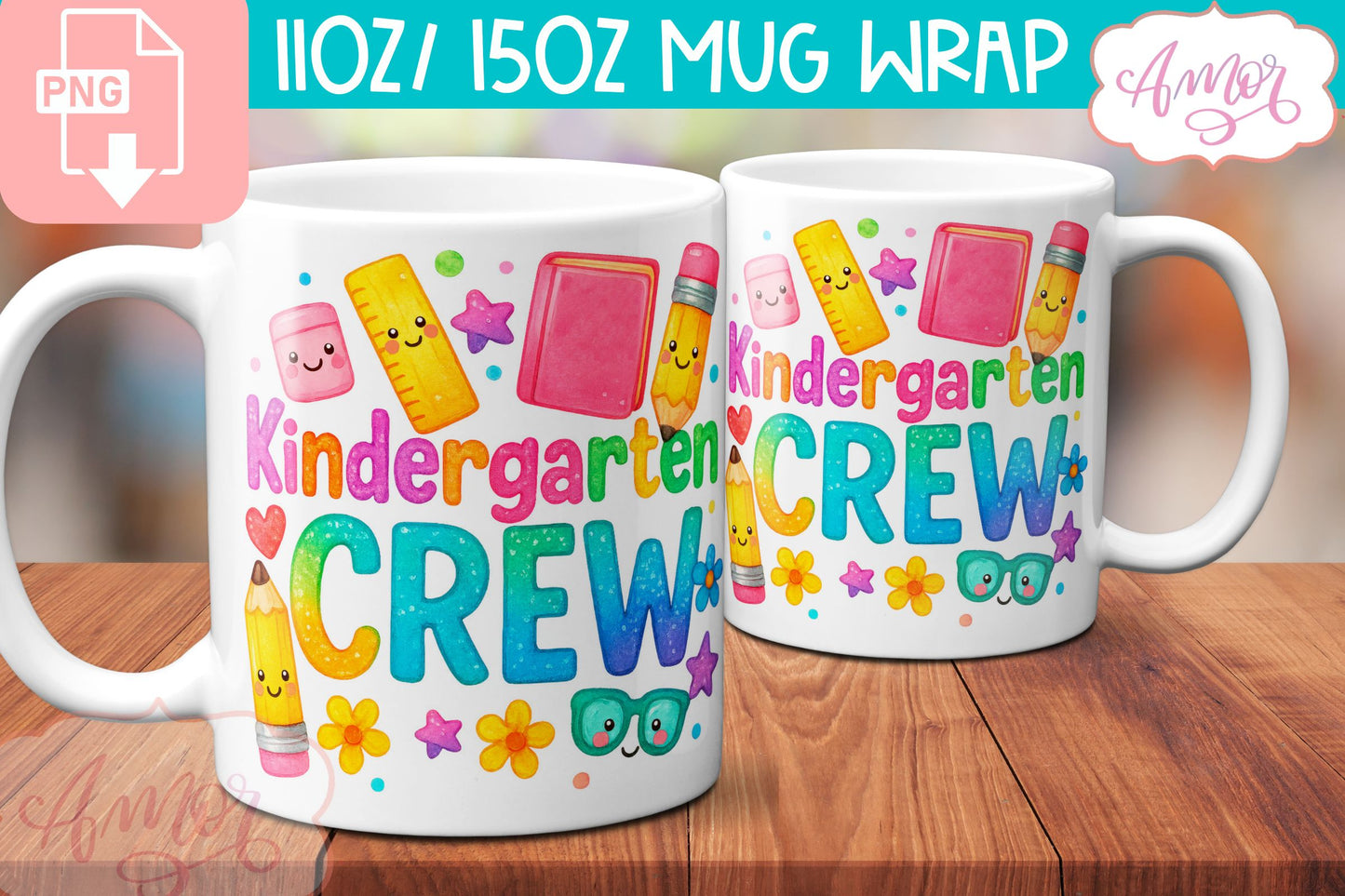 BUNDLE Cute Teacher mug Wraps PNG, cute school mugs template