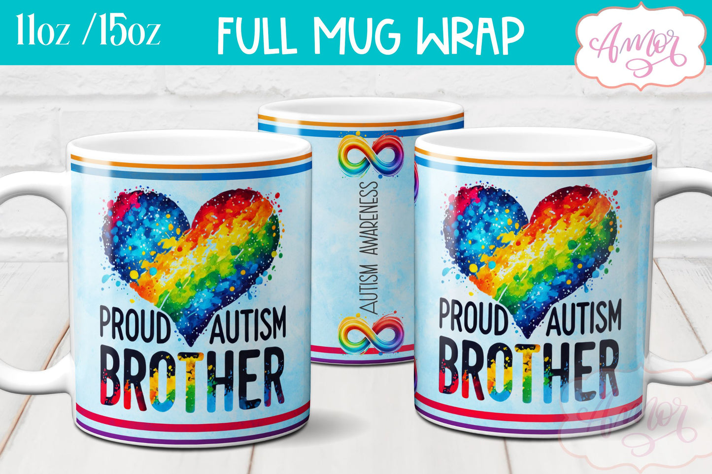 Autism family support mug wrap for Sublimation PNG BUNDLE