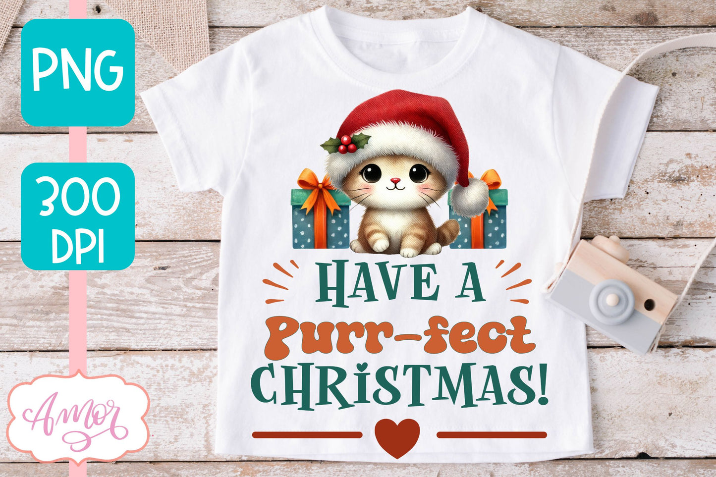 Have a purrfect Christmas PNG | Cute Christmas cat PNG