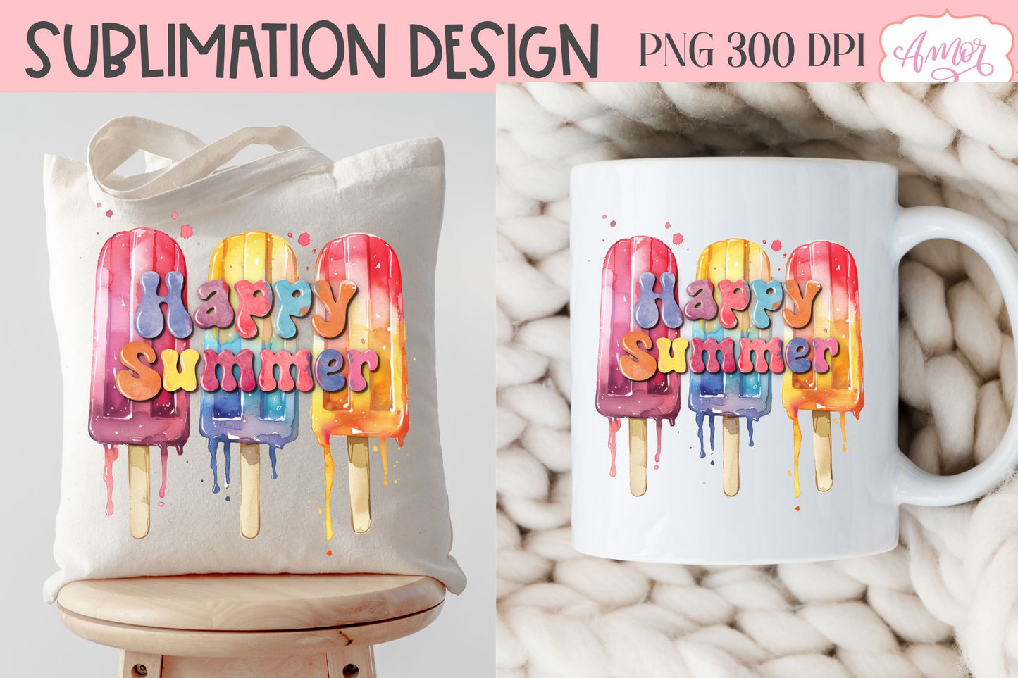 Happy Summer PNG for Sublimation design