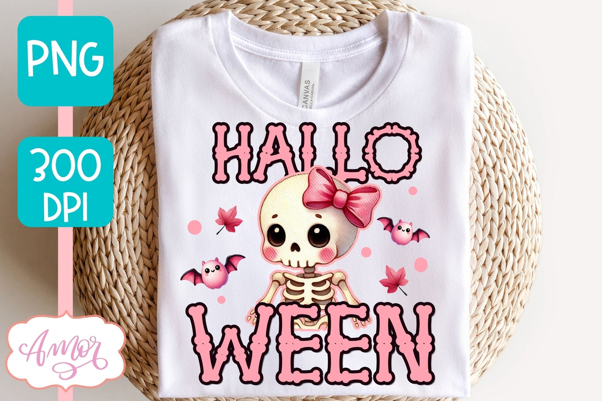 Pink Halloween sublimation PNG | Cute skeleton shirt PNG