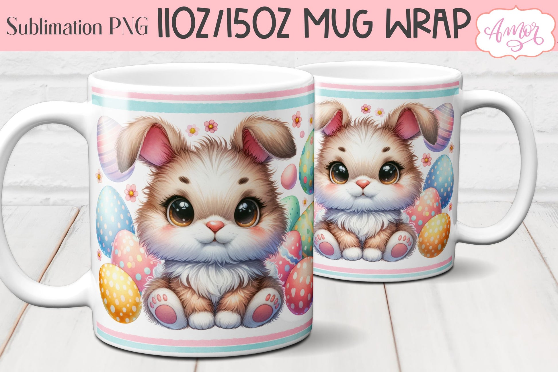 Easter bunny Mug Wraps for Sublimation Bundle | 11oz 15oz