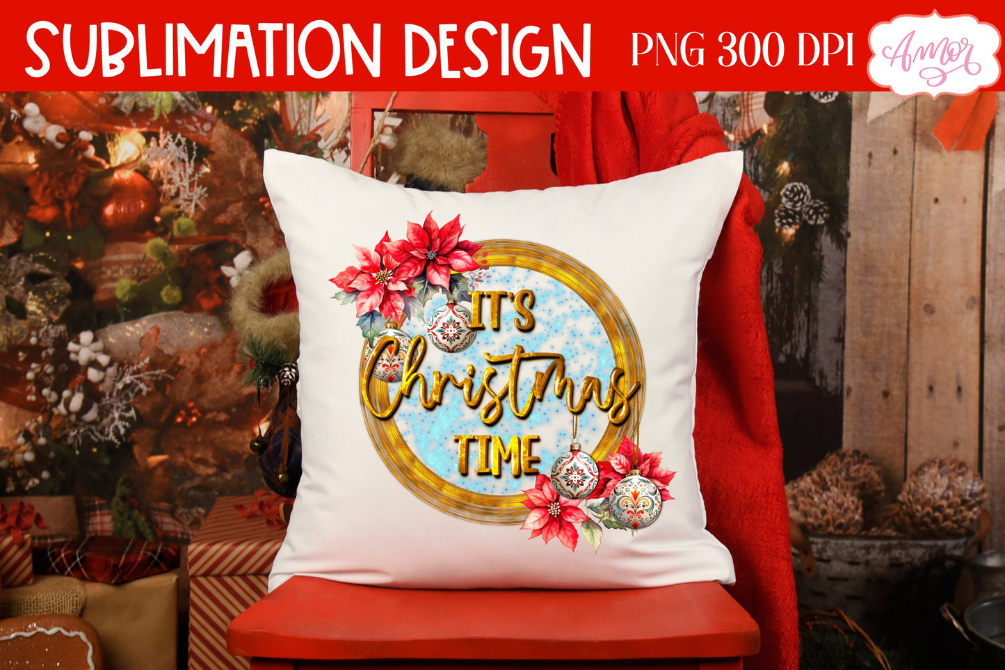 It's Christmas time PNG design for sublimation
