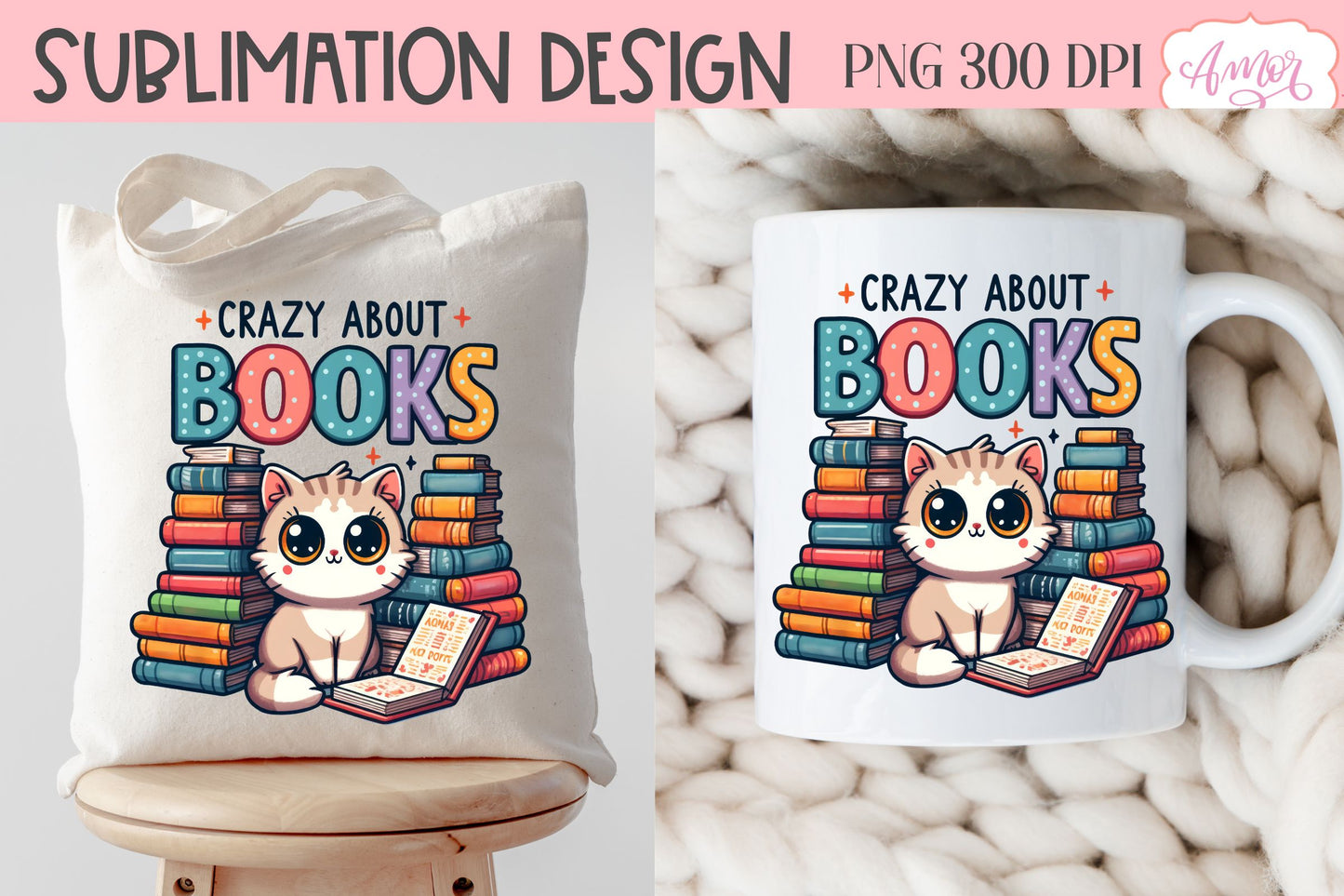 Crazy about books PNG for sublimation | Book lover PNG