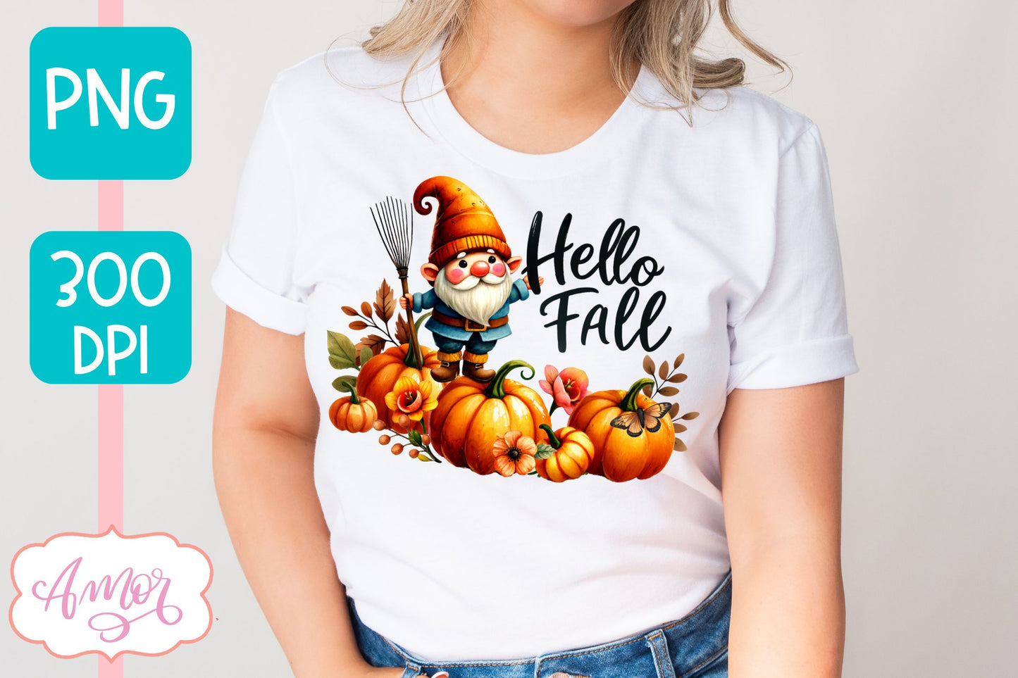 Hello fall sublimation PNG | cute fall gnome PNG design