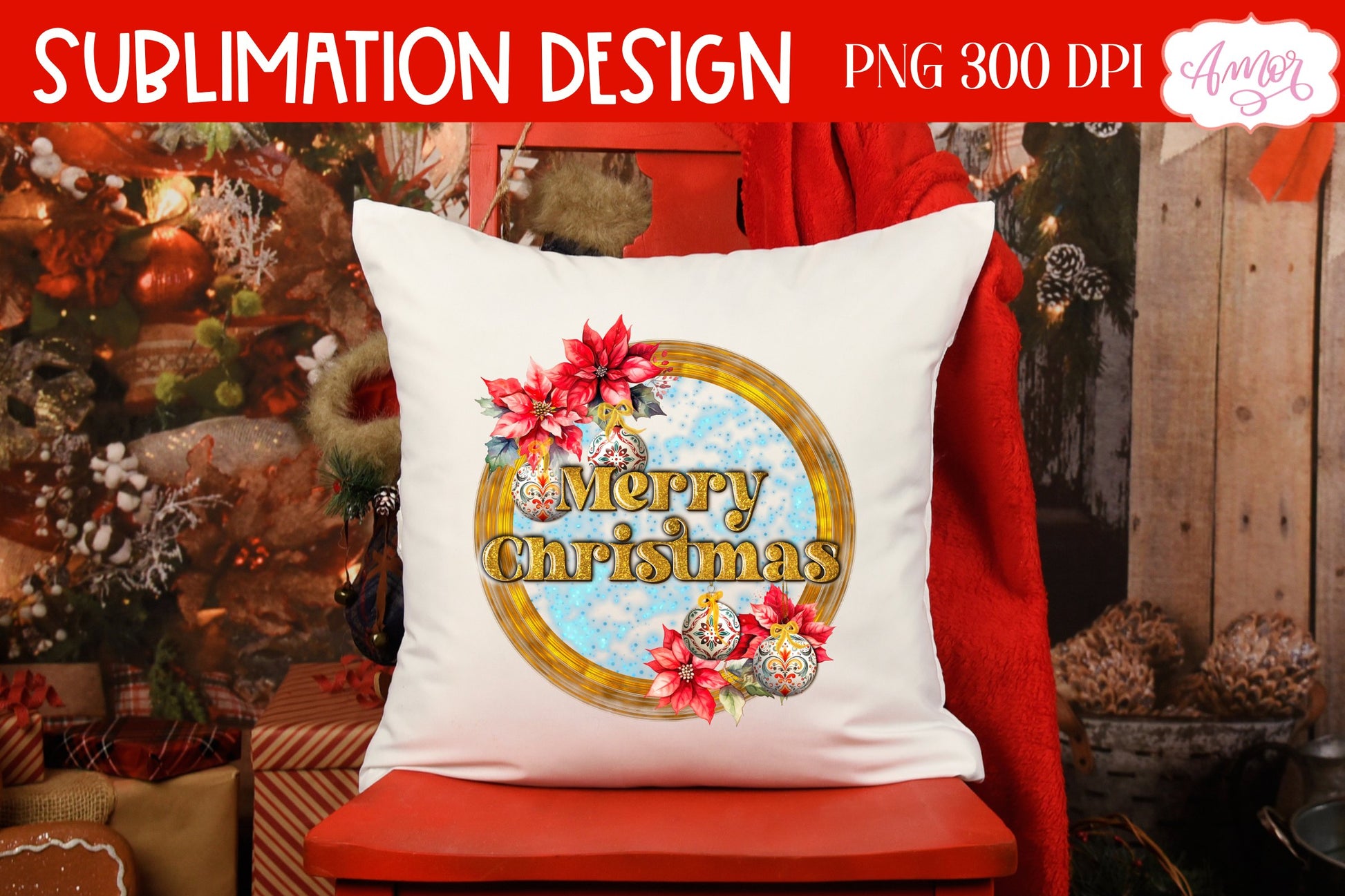 Merry Christmas PNG design for sublimation