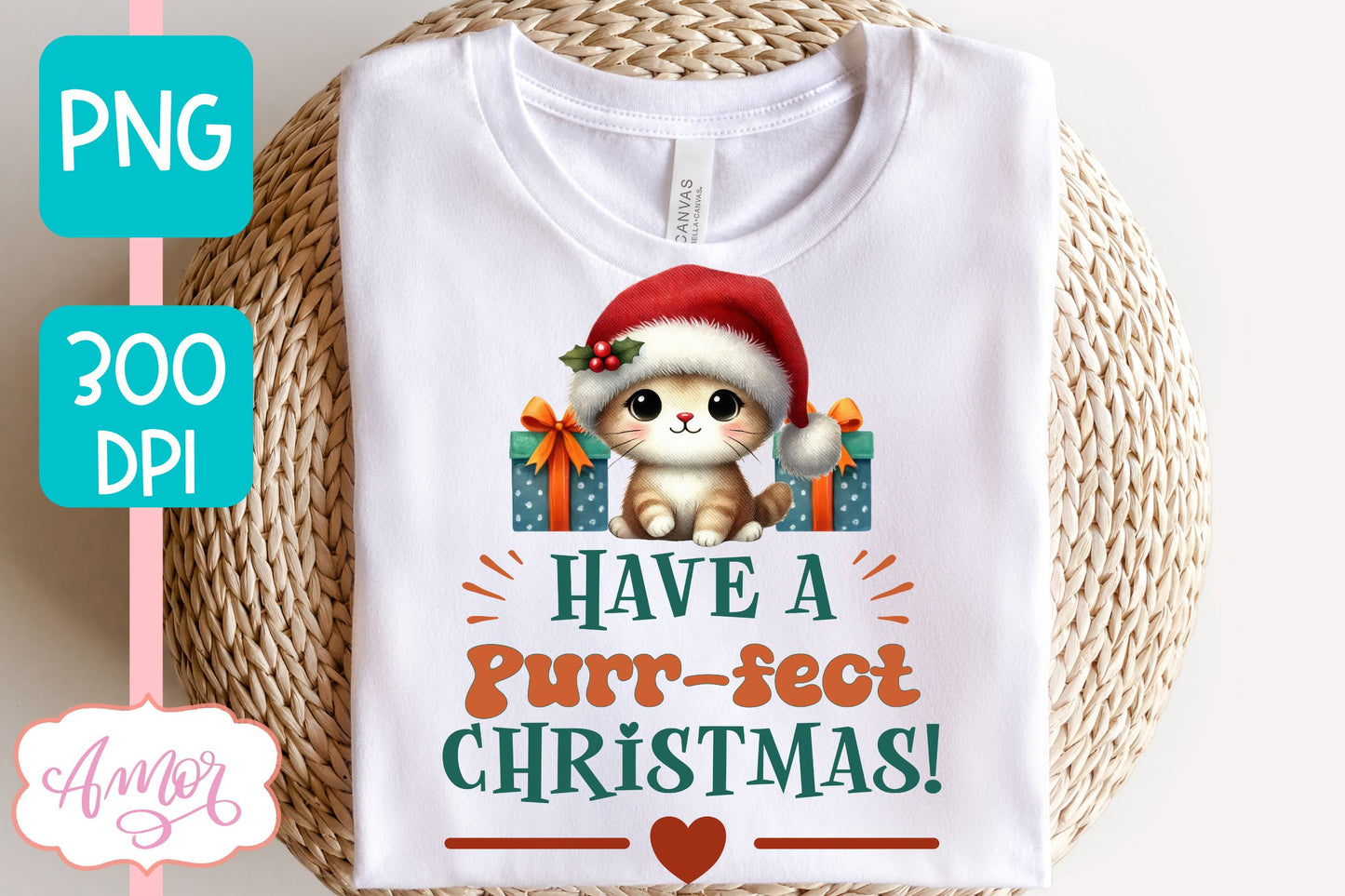 Have a purrfect Christmas PNG | Cute Christmas cat PNG