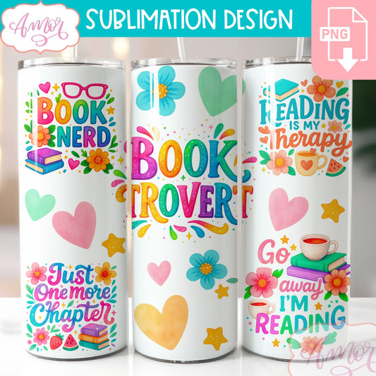 DIGITAL DOWNLOAD Book lover tumbler wrap PNG