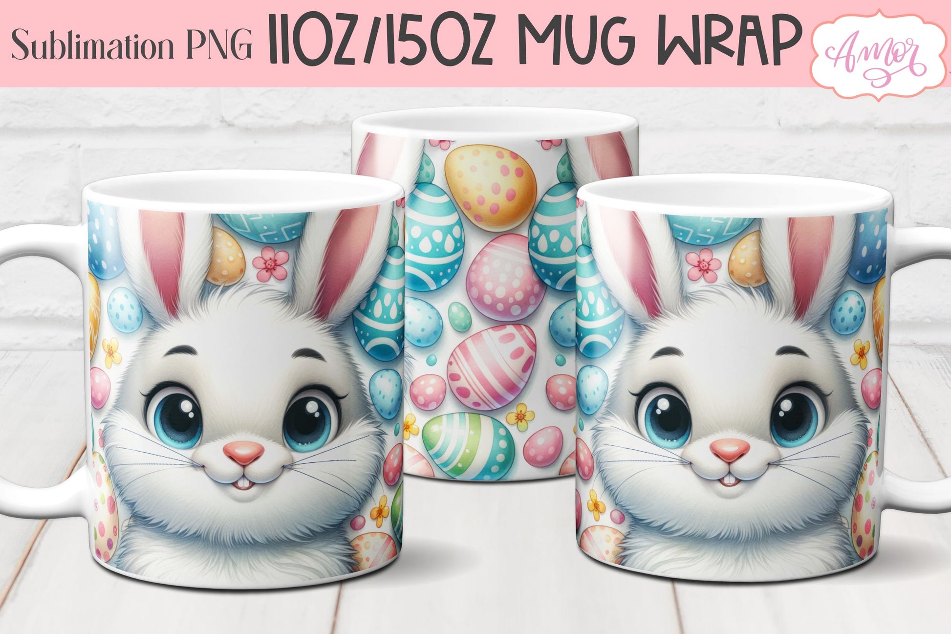 Easter bunny Mug Wraps for Sublimation Bundle | 11oz 15oz