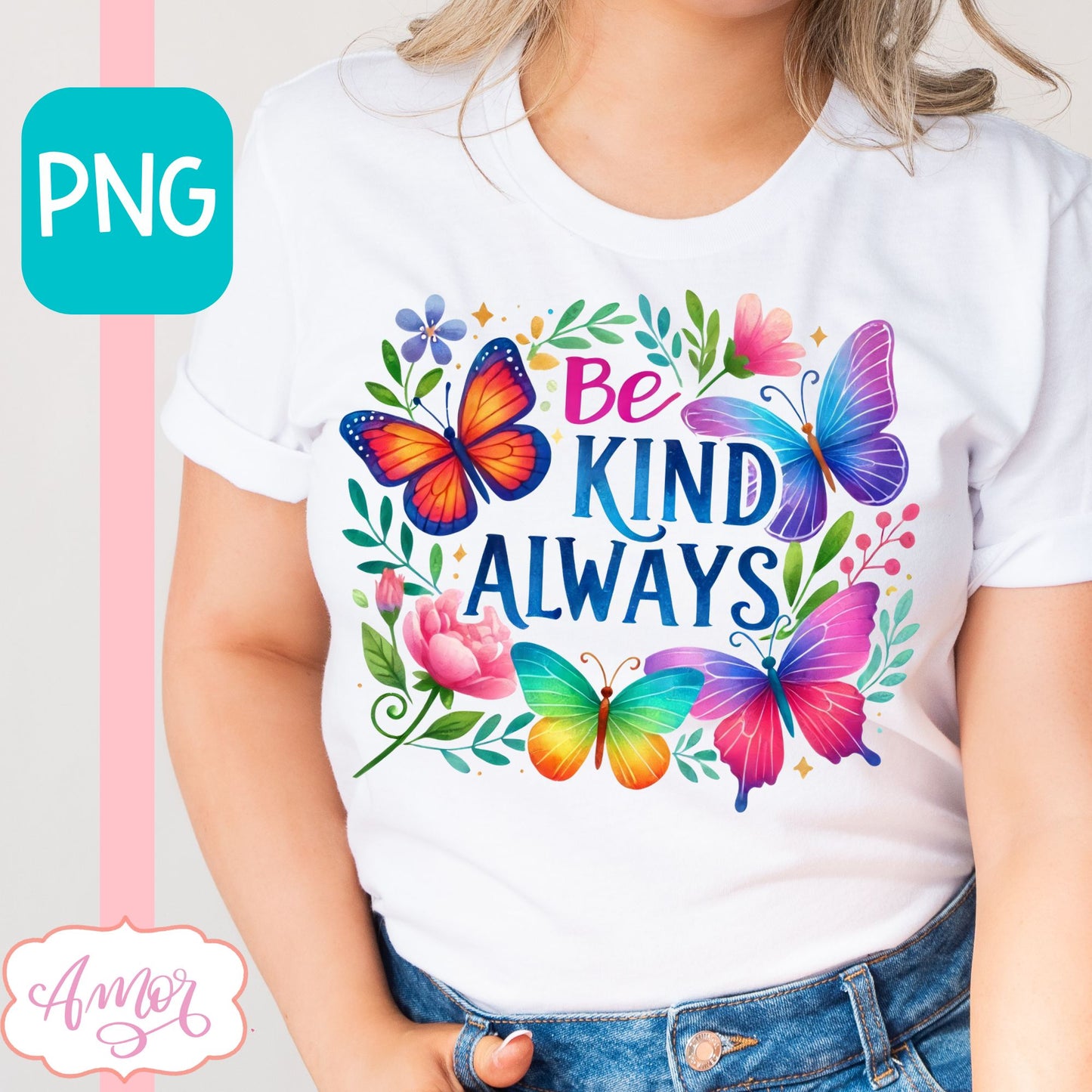 Be kind sublimation design for T-shirts | Butterflies PNG