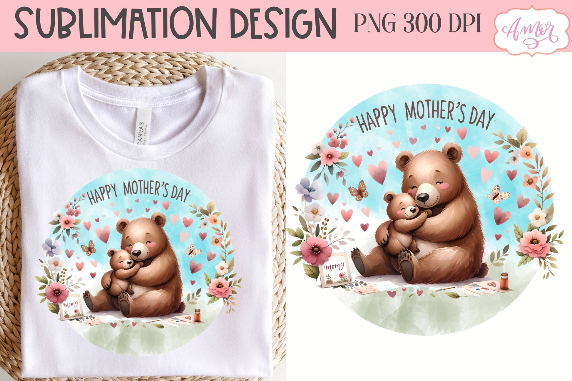 Cute Bear mama sublimation BUNDLE | Happy Mother's Day PNG